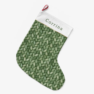 Grande Chaussette De Noël Carreaux Rouge Bleu Vert Rayures Noël
