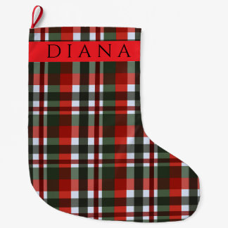Grande Chaussette De Noël Carreaux Rouges et Verts