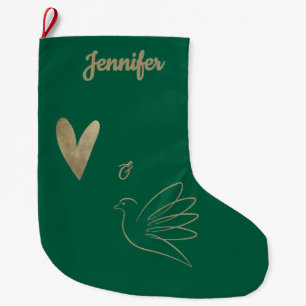 Grande Chaussette De Noël Carte de Noël simple colombe Paix & Amour Photo