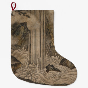 Grande Chaussette De Noël Cascade (art paysager japonais) (Kano Motonobu)