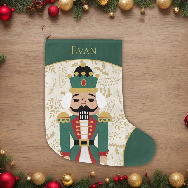 Grande Chaussette De Noël Casse-noix blanc vert et beige (Créateur téléchargé)