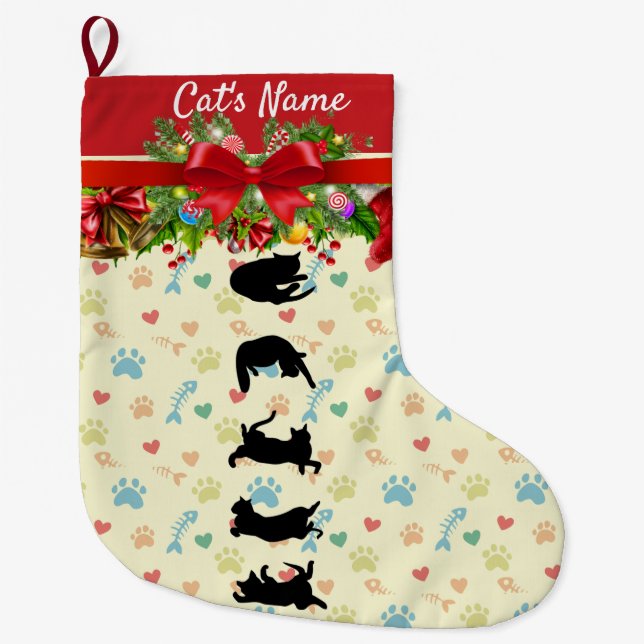 Grande Chaussette De Noël Cat Christmas Stocking (Devant)