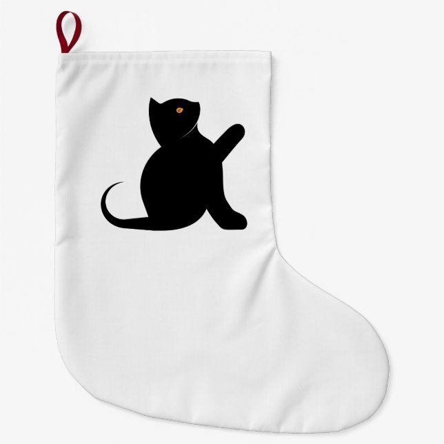 Grande Chaussette De Noël Cat dit bonjour (Devant)