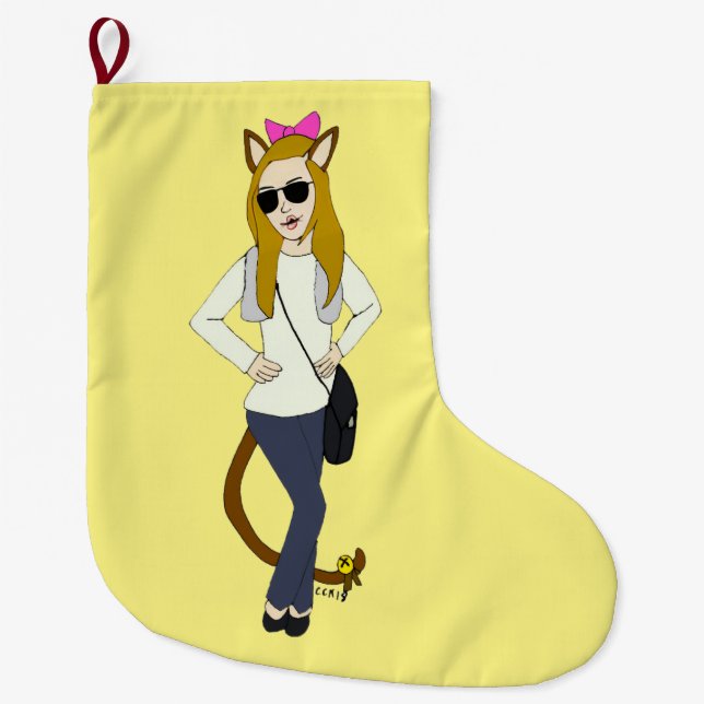 Grande Chaussette De Noël catgirl (Devant)