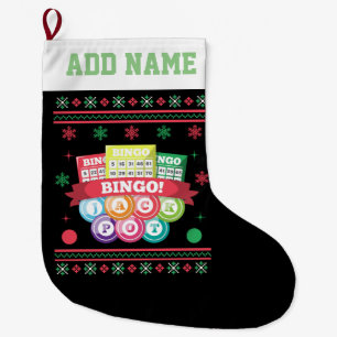 Grande Chaussette De Noël Chandail de Noël moche de Bingo Jackpot