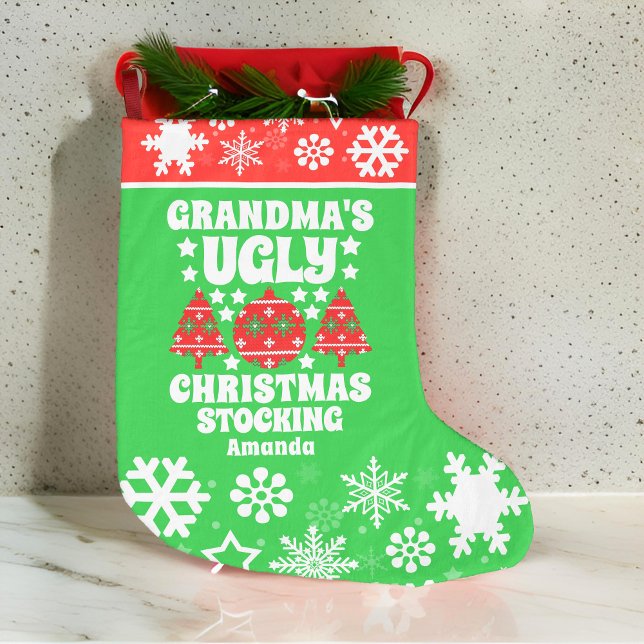 Grande Chaussette De Noël Chandail de Noël moche de grand-mère personnalisée (Créateur téléchargé)