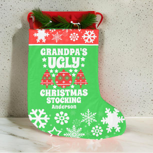 Grande Chaussette De Noël Chandail de Noël moche de grand-père personnalisé