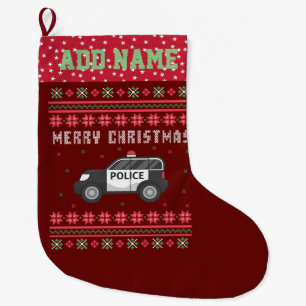 Grande Chaussette De Noël Chandail de Noël moche de voiture de police