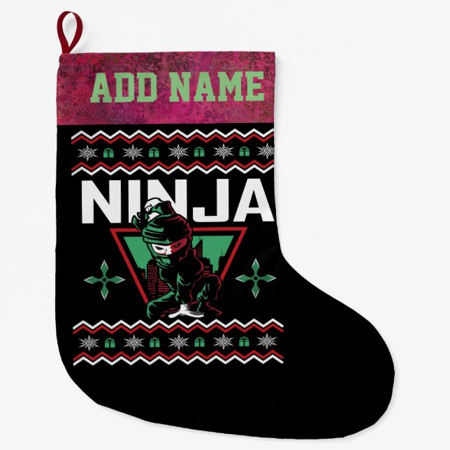 Grande Chaussette De Noël Chandail de Noël Ninja Ugly (Devant)