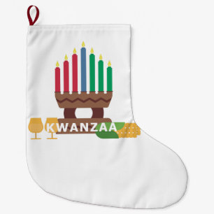 Grande Chaussette De Noël chandelles jolies kwanzaa