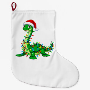 Grande Chaussette De Noël Chapeau de Noël de dinosaure Brontosaurus Lumières