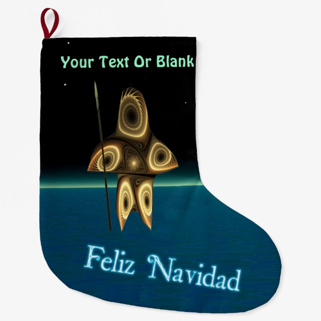 Grande Chaussette De Noël Chasseur inuit fractal (Devant)