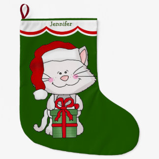 Grande Chaussette De Noël Chat blanc de Kitty