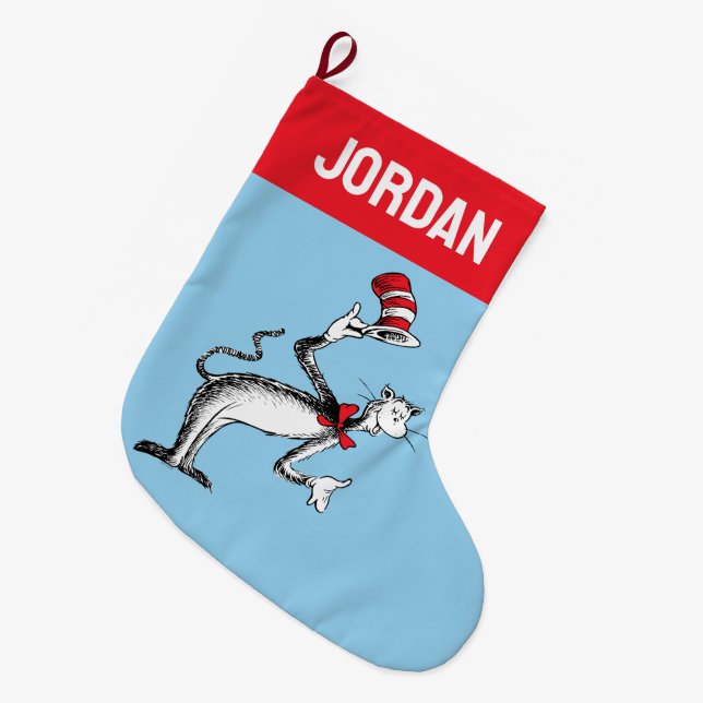 Grande Chaussette De Noël Chat dans le Casquette prend une chèvre (Devant (Accrochage))