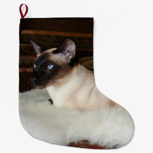 Grande Chaussette De Noël Chat siamois élégant