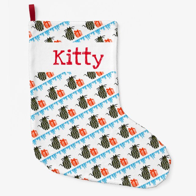 Grande Chaussette De Noël Chatons de Noël et Cadeaux (Devant)