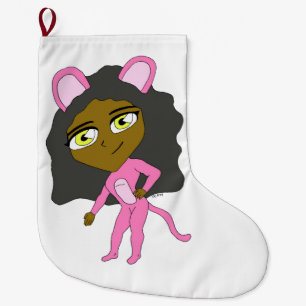 Grande Chaussette De Noël chatte rose