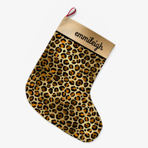 Grande Chaussette De Noël Cheetah Léopard Noir Noël