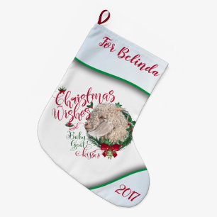 Grande Chaussette De Noël CHÈQUE   Voeux de Noël Bébé Chèvre Baisers Angora