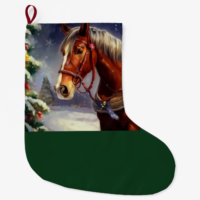 Grande Chaussette De Noël Cheval de Noël 1 (Devant)