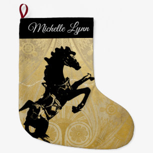 Grande Chaussette De Noël Cheval d'élevage personnalisé Golden