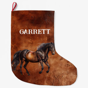 Grande Chaussette De Noël Cheval occidental Brown