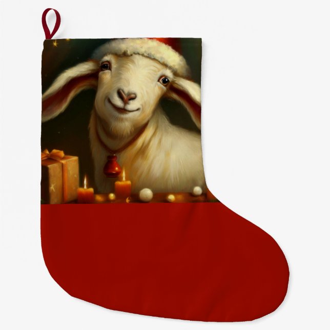 Grande Chaussette De Noël Chèvre de Noël 3 (Devant)