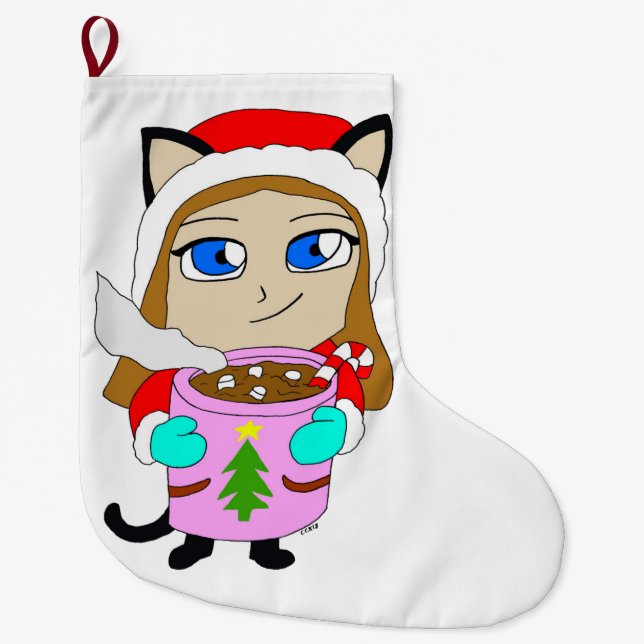Grande Chaussette De Noël chibi catgirl (Devant)