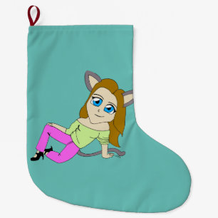 Grande Chaussette De Noël chibi catgirl