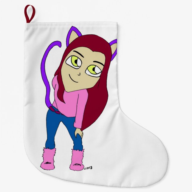 Grande Chaussette De Noël chibi catgirl (Devant)