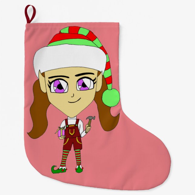 Grande Chaussette De Noël chibi elf (Devant)
