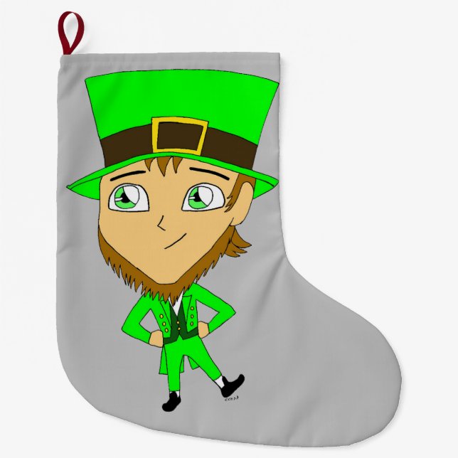 Grande Chaussette De Noël chibi leprechaun (Devant)