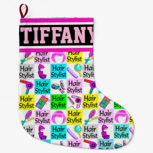 GRANDE CHAUSSETTE DE NOËL CHIC ET COLORÉ PERSONNALISÉ CHEVEUX STYLIST