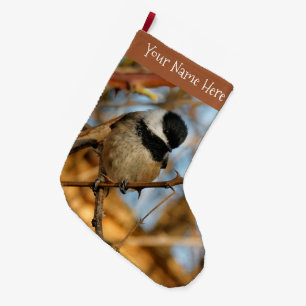 Grande Chaussette De Noël Chickadee Songbird, Joli Espérant
