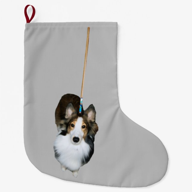 Grande Chaussette De Noël Chien à la broche (Devant)