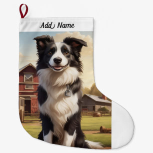 Grande Chaussette De Noël Chien Border Collie