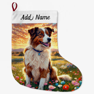 Grande Chaussette De Noël Chien Border Collie