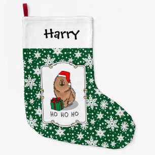 Grande Chaussette De Noël Chien Chow Chow Chow de Noël (cannelle) mignonne