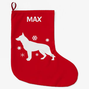 Grande Chaussette De Noël Chien de berger allemand dans la neige en