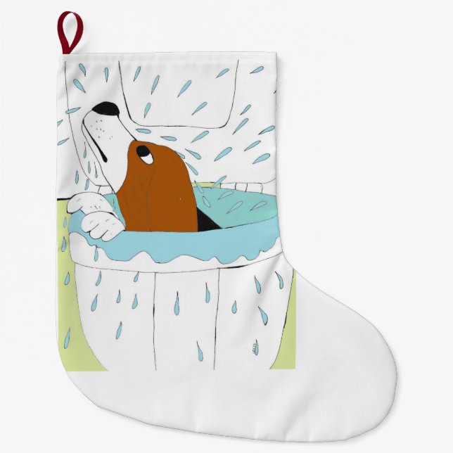 Grande Chaussette De Noël chien de toilette (Devant)