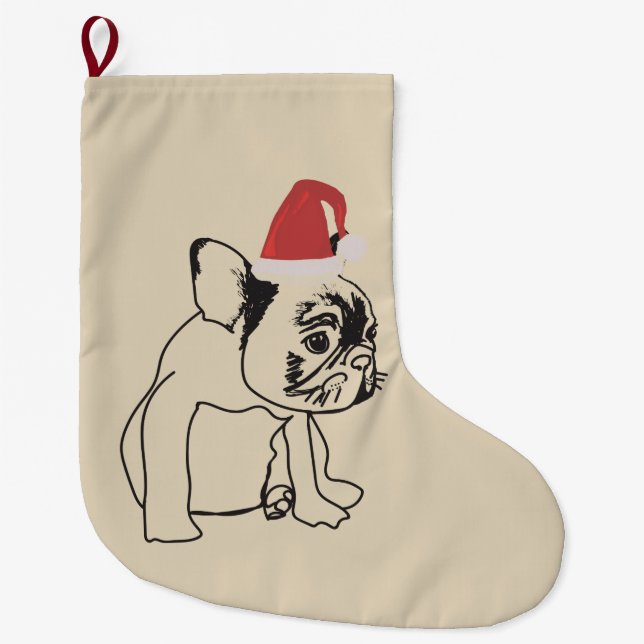 Grande Chaussette De Noël Chien doux de bouledogue français de chien (Devant)
