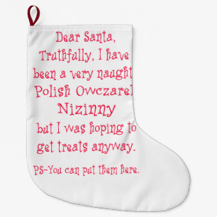 Grande Chaussette De Noël Chien polonais vilain d'Owczarek Nizinny