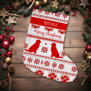 Grande Chaussette De Noël Chien Retriever Doré Nordique Noël