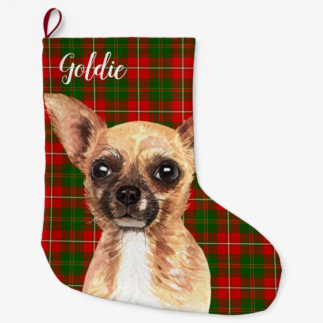 Grande Chaussette De Noël Chihuahua Chig Personnalisé (Devant)