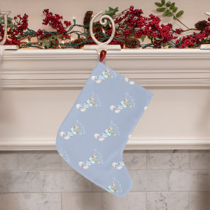 Grande Chaussette De Noël Chinoiserie bas bleu poussiéreux