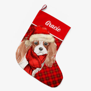 Grande Chaussette De Noël Chocolat Labrador Retriever Red Plaid Chien's Name