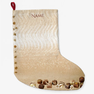 Grande Chaussette De Noël Chocolats assortis avec bas de fleurs