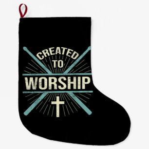 Grande Chaussette De Noël Christian Worship Band Créé Pour Adorer Drummer