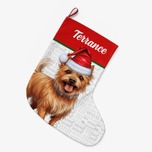 Grande Chaussette De Noël Christmas Australian Terrier Dog Nom Woof