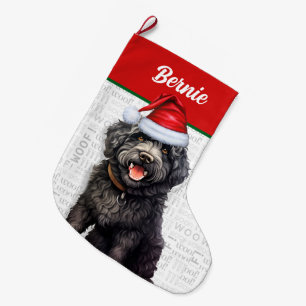 Grande Chaussette De Noël Christmas Barbet Nom Chien Woof